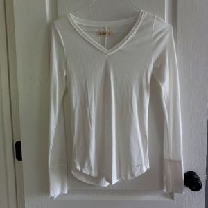 Hollister Sheer Long Sleeve V Neck Shirt